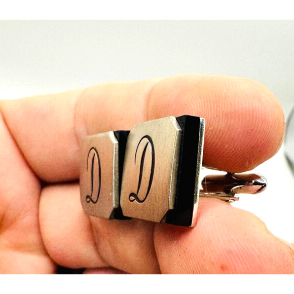 D Monogram Initial Letter Vintage SWANK Cuff Links darren donald darrel daniel - Picture 3 of 7